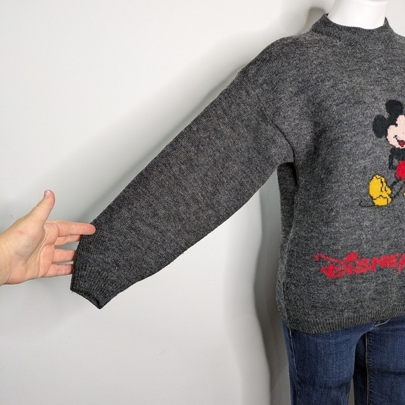 Vintage Disney Disneyland Paris grey wool blend Mickey Mouse sweater 14/16 - Picture 7 of 11